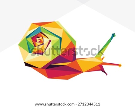 Snail Colorful Vector Logo. Colorful Vector Polygon Illustration of Snail. Snail Animal Colorful Abstract Logo.