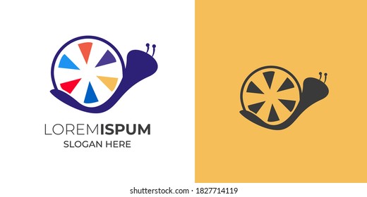 Schnecke und bunter beim Logo-Design Vektorgrafik .Automobil-Logo-Design auf Schnecke für Geschäftsbüros 