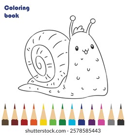 snail coloring book design illustration