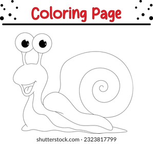 Snail coloring page for kids. Black and white image of a fairy snail. Children's illustration.