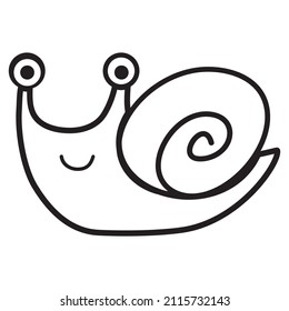 Snail Coloring Page for kids in hand drawn style