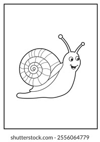 Snail Coloring Pages for Kids. Printable Cute snail Cartoon Characters for Children's Activity Books

