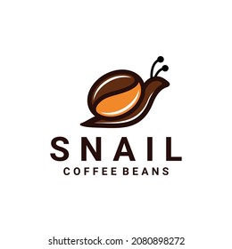 Snail combination coffee bean in background white,vector logo design as you editable