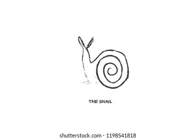 The snail continuous grunge line vector illustration. One line design silhouette of snail. Hand drawn minimalistic style vector picture