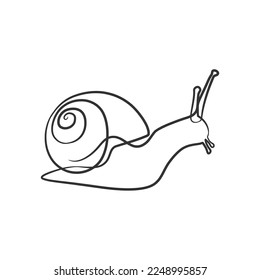 Dibujo de líneas continuas de caracol. Dibujo de una línea de caracol