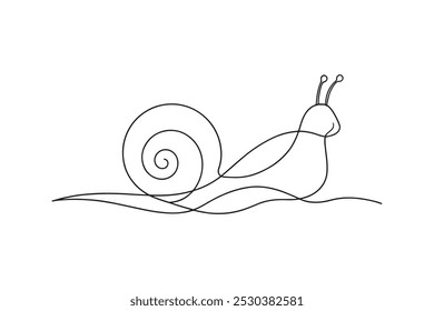 
Schnecke durchgehende Linie Kunst flache Vektorgrafik auf weißem Hintergrund.