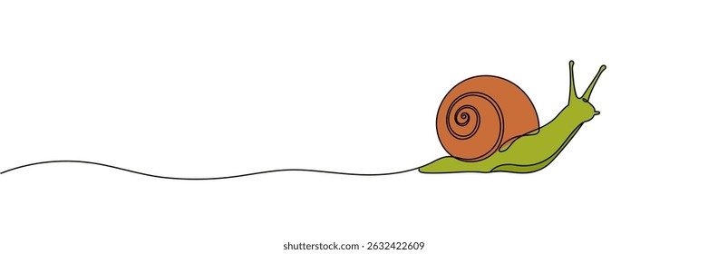 Snail continuous one line drawing isolated on white background best use for logo banner minimalism Editable stroke