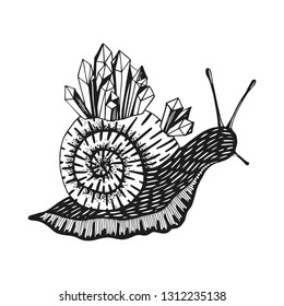 Snail with crystal. Vector illustration