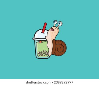 Snail cute drink bubble tea