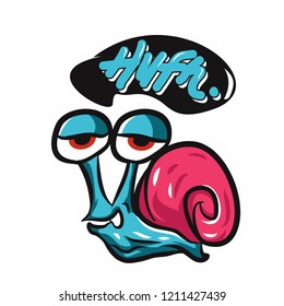 snail cute vector illustration ,funny cartoon for tshirt design