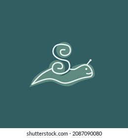 snail design and letter s, line design. simple and unique