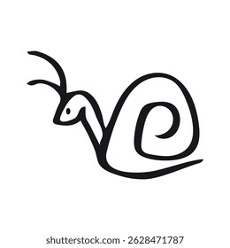 Snail Doodle Icon, line hand drawn cute spiral shell vector design. Great for mobile app, web, game, etc