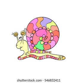 Snail doodle isolated, Hand drawn vector illustration