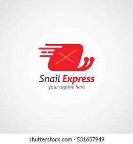 Snail Express Logo Design Template. Vector Illustration