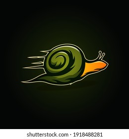 Snail fast, speed logo mascot design vector illustration