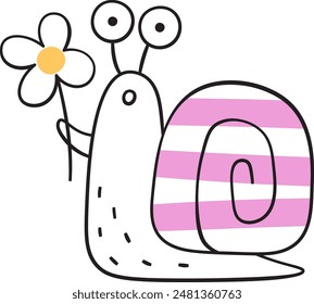 Caracol con Ilustración vectorial de garabato floral