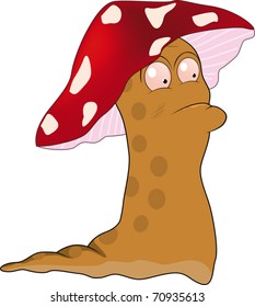 Snail a fly agaric.Cartoon.