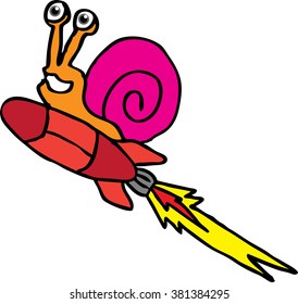 snail flying with rocket