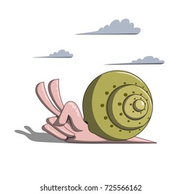 A snail in the form of a Victory gesture.