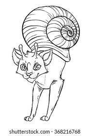 Snail funny cartoon cat 