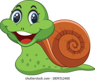 Snail funny face cartoon vector art and illustration