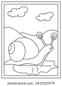 A snail gastropod colouring page vector