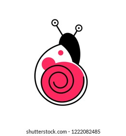 Snail gastropod mollusk with red shell vector Illustration on a white background