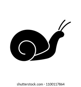 Snail glyph icon. Slow motion. Slug. Silhouette symbol. Negative space. Vector isolated illustration