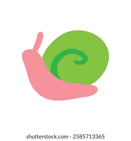 Snail and green leaf flat style icon design, Animal zoo life nature character childhood and adorable theme Vector illustration