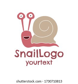 snail hand drawn logo design. funny icon