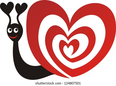 Snail heart valentines day card vector illustration