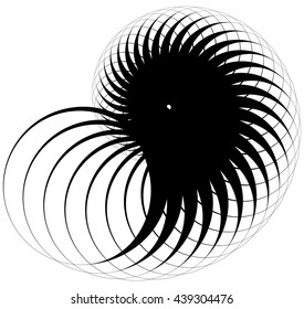 Snail, helix made of inward rotating circles. Abstract element isolated on white.