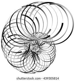 Snail, helix made of inward rotating circles. Abstract element isolated on white.