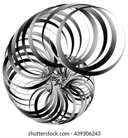 Snail, helix made of inward rotating circles. Abstract element isolated on white.