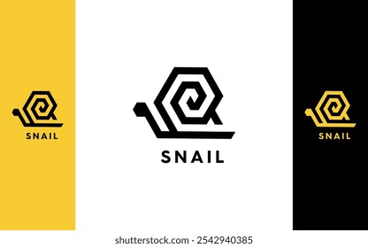 Vector de logotipo de línea hexagonal de caracol