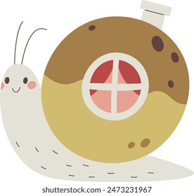 Snail With Home In Shell Vector Illustration