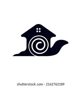Snail house logo design, animal silhouette symbol illustration template