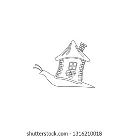 Snail with house. simple flat vector icon illustration. outline line symbol - editable stroke