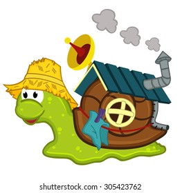 snail with a house - vector illustration, eps