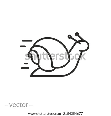 snail icon, acceleration or jerk, slow slug speed, thin line symbol on white background - editable stroke vector illustration