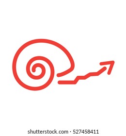 Snail Icon with Arrow Depicting Slow Growth