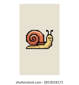 Snail icon: cute pixel art mollusk with an orange spiral shell