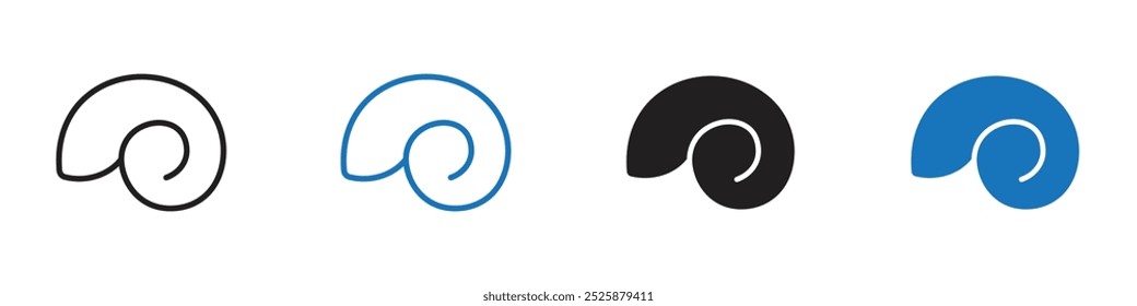 Ícone de caracol gráficos lineares definir vetor em preto