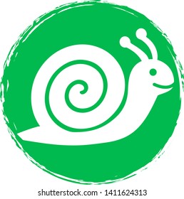 Snail icon on circle background. Vector illustration. 