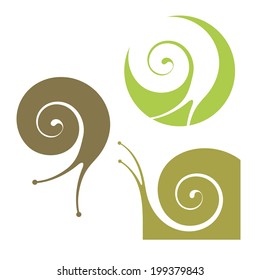 Snail. Icon set. Abstract snails on white background