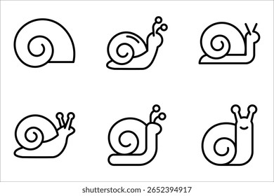 Snail Icon set. Slug in Shell Crawl Glyph Pictogram. Helix Slow Icon. vector illustration on white background