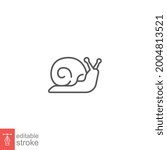 Snail icon, slug. Simple moving snail symbol shelled gastropod Animal logo pictogram. mollusk invertebrates. Outline style. editable stroke. Vector illustration. design on white background. EPS 10