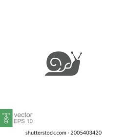Snail icon, slug. Simple moving snail symbol shelled gastropod Animal, mollusk invertebrates logo pictogram. silhouette sign. solid style. Vector illustration. design on white background. EPS 10
