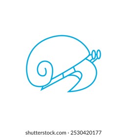 Snail icon, slug. Simple moving snail symbol shelled gastropod Animal logo pictogram. mollusk invertebrates. Outline style. stroke Vector.