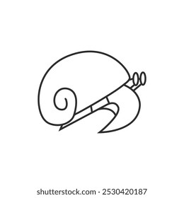 Snail icon, slug. Simple moving snail symbol shelled gastropod Animal logo pictogram. mollusk invertebrates. Outline style. stroke Vector.